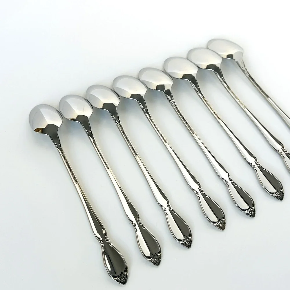 Oneida Stainless Flatware CHATELAINE Lot of 8 Iced Tea Spoons